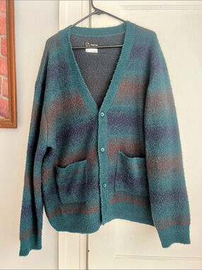 Original Use Striped Cardigan in Green & Purple XL Like New